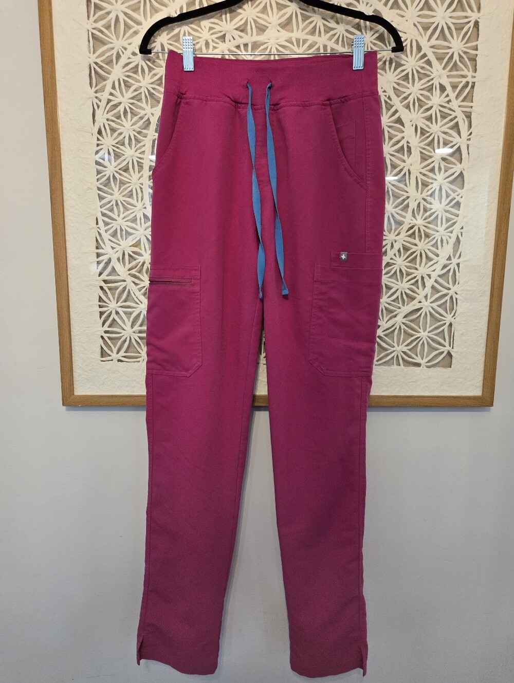 FIGS Yola High Rise Slim Scrub Pants Raspberry Sorbet Small Tall Like New
